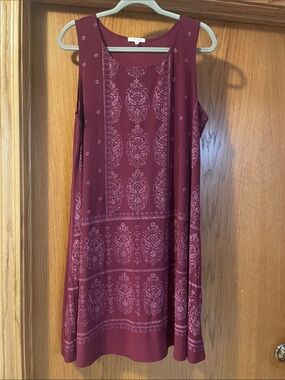 Maurices Maroon Printed Sleeveless Midi Dress L24